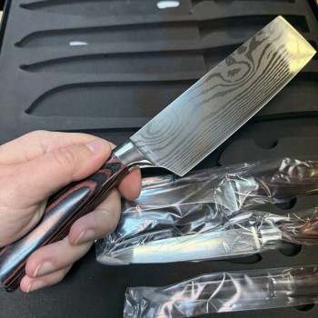 Набор кухонных ножей с лазерным узором под дамасскую сталь Xiaomi Spetime (03KN8)