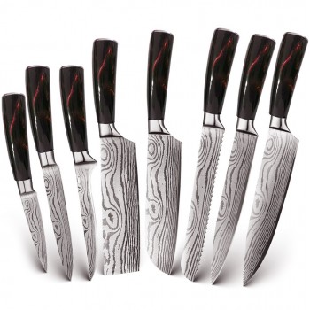 Набор кухонных ножей с лазерным узором под дамасскую сталь Xiaomi Spetime (03KN8)