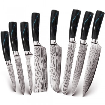 Набор кухонных ножей с лазерным узором под дамасскую сталь Xiaomi Spetime (03KN8)